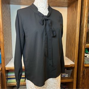 Womans long sleeve light weight medium sized blouse in black - Kate Kasin brand